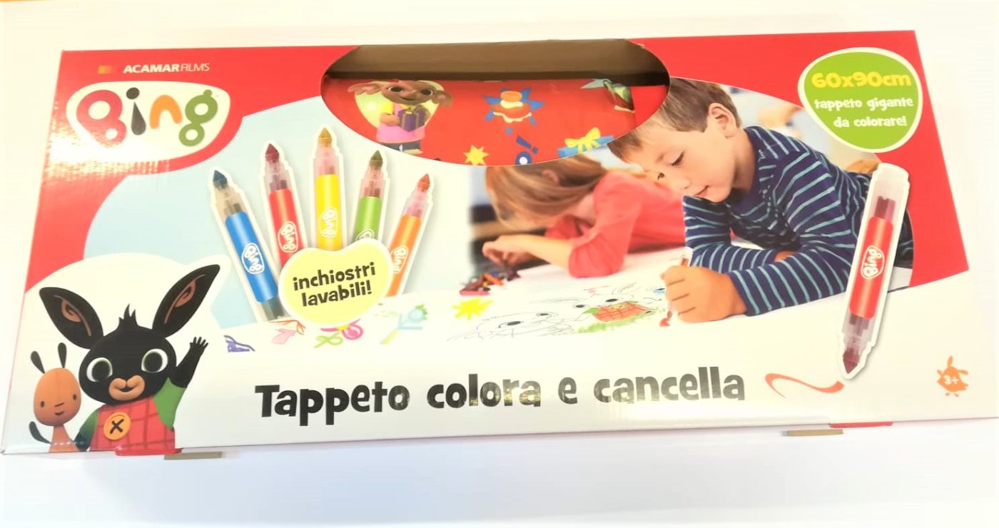Tappeto colora e cancella di Bing con pennarelli e inchiostri lavabili
