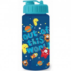 bottiglia blu mostri spaziali per bambini con cannuccia 400ml